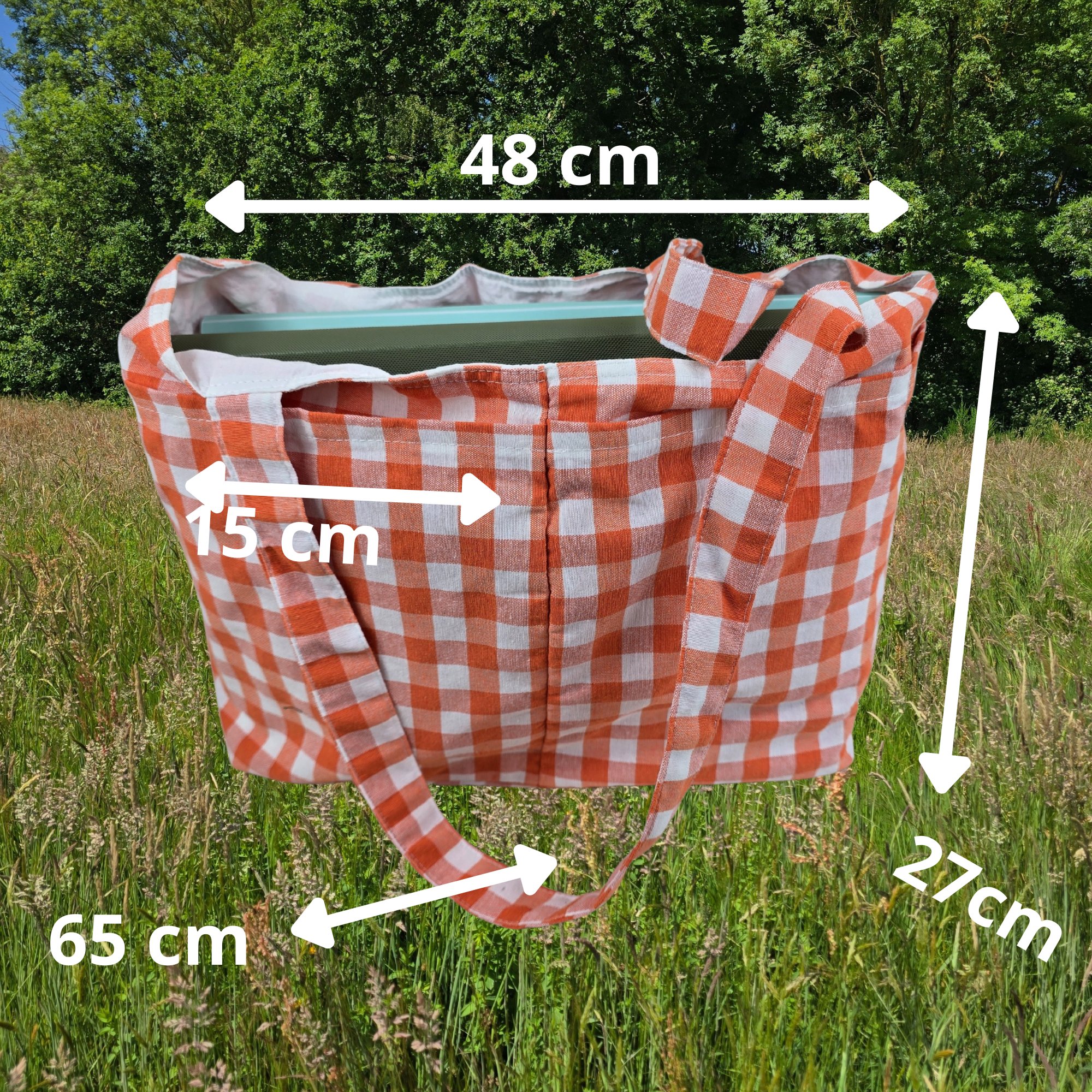 Cabas vichy orange et blanc Nijichou Bretagne