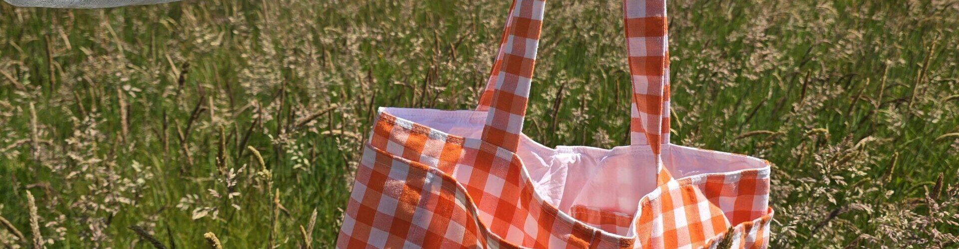 Cabas vichy orange et blanc Nijichou Bretagne Cabas vichy orange et blanc Nijichou Bretagne