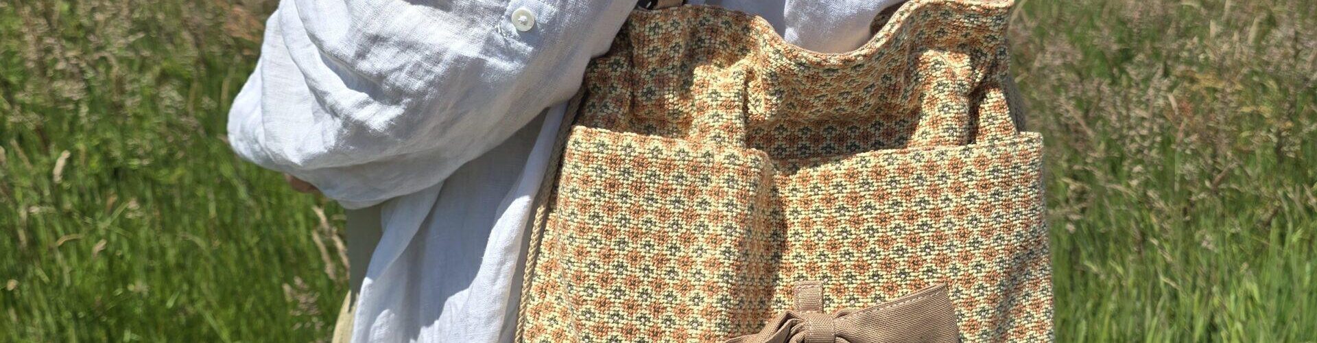 Sac kimono orange et blanc motif géométrique nijichou Bretagne Sac kimono orange et blanc motif géométrique nijichou Bretagne